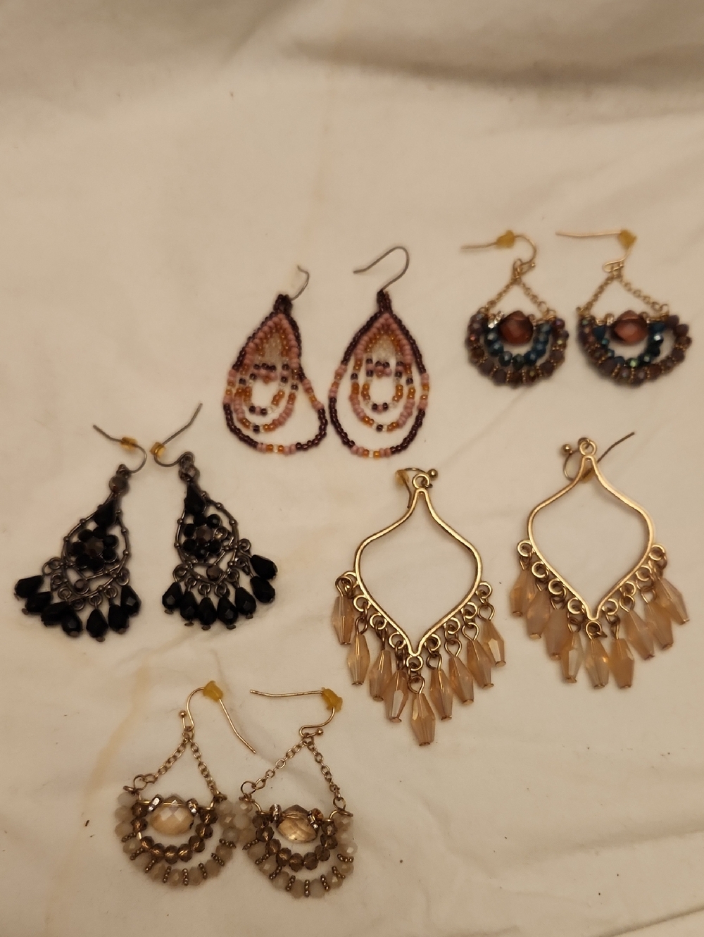 Five Pairs Of Earrings. Fringe Teardrop Earrings - Women Jewelry